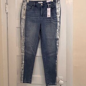 NWT Lane Bryant Stretch Sculpting Jeans Denim Silver Stripe Mid Rise sz14